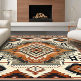 Ultra Soft Area Rug, Non Slip, Stain Resistant, Washable Area Rugs for Living Room, Bedroom, Rustic Warm Toned Patterned Beauty(Brown)