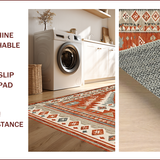 Ultra Soft Area Rug, Non Slip, Stain Resistant, Washable Area Rugs for Living Room, Bedroom, Rustic Earthy Geometric Aesthetic(Red)
