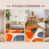 Ultra Soft Area Rug, Non Slip, Stain Resistant, Washable Area Rugs for Living Room, Bedroom, Chic Modern Organic Shapes(Orange)