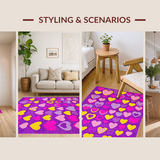 Ultra Soft Area Rug, Non Slip, Stain Resistant, Washable Area Rugs for Living Room, Bedroom, Charming Fun-Filled Aesthetic Design(Purple)