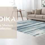 Ultra Soft Area Rug, Non Slip, Stain Resistant, Washable Area Rugs for Living Room, Bedroom, Coastal Breeze Abstract Carpet: Serene Grey-Blue Striped Design for Entryway(Blue)