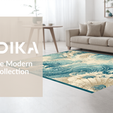 Ultra Soft Area Rug, Non Slip, Stain Resistant, Washable Area Rugs for Living Room, Bedroom, Seashell Dream Coastal Runner Rug with Ocean Currents and Maritime Motifs Design(Blue)