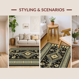 Ultra Soft Area Rug, Non Slip, Stain Resistant, Washable Area Rugs for Living Room, Bedroom, Sleek Transitional Curved Patterns(Gold)