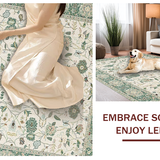 Ultra Soft Area Rug, Non Slip, Stain Resistant, Washable Area Rugs for Living Room, Bedroom, Serene Earthy Green Pattern Play(Ivory)