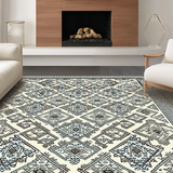 Ultra Soft Area Rug, Non Slip, Stain Resistant, Washable Area Rugs for Living Room, Bedroom, Stylish Monochrome Lattice Appeal(Beige)