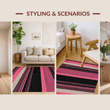 Ultra Soft Area Rug, Non Slip, Stain Resistant, Washable Area Rugs for Living Room, Bedroom, Chic Modern Tiled Patterned Rug(Pink)
