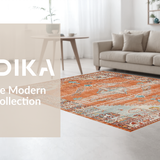 Ultra Soft Area Rug, Non Slip, Stain Resistant, Washable Area Rugs for Living Room, Bedroom, Luxurious Abstract Terracotta Hues(Orange)