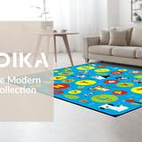 Ultra Soft Area Rug, Non Slip, Stain Resistant, Washable Area Rugs for Living Room, Bedroom, Cheerful Blue Animal Alphabet Art(White)