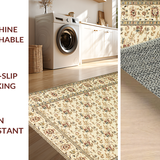 Ultra Soft Area Rug, Non Slip, Stain Resistant, Washable Area Rugs for Living Room, Bedroom, Timeless Classic Flower Arrangement(Beige)