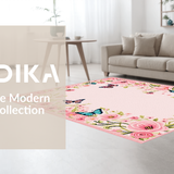 Ultra Soft Area Rug, Non Slip, Stain Resistant, Washable Area Rugs for Living Room, Bedroom, Vibrant Playful Floral Fantasy Style(Pink)