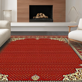 Ultra Soft Area Rug, Non Slip, Stain Resistant, Washable Area Rugs for Living Room, Bedroom, Chic Classic Geometric Arrangement(Red)