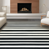 Ultra Soft Area Rug, Non Slip, Stain Resistant, Washable Area Rugs for Living Room, Bedroom, Modern Entry Carpet Bold Striped Design Indoor Outdoor Rug(Black)