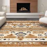 Ultra Soft Area Rug, Non Slip, Stain Resistant, Washable Area Rugs for Living Room, Bedroom, Cultural Heritage Geometric Motif(Beige)