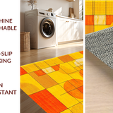 Ultra Soft Area Rug, Non Slip, Stain Resistant, Washable Area Rugs for Living Room, Bedroom, Lively Retro Symmetrical Design(Yellow)