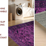 Ultra Soft Area Rug, Non Slip, Stain Resistant, Washable Area Rugs for Living Room, Bedroom, Classic Monochrome Trellis Features(Purple)