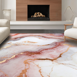 Ultra Soft Area Rug, Non Slip, Stain Resistant, Washable Area Rugs for Living Room, Bedroom, Elegant Abstract Rose Gold Swirls(White)