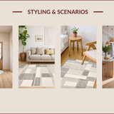 Ultra Soft Area Rug, Non Slip, Stain Resistant, Washable Area Rugs for Living Room, Bedroom, Minimalist Chic Geometric Arrangement(Beige)