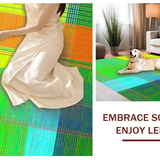 Ultra Soft Area Rug, Non Slip, Stain Resistant, Washable Area Rugs for Living Room, Bedroom, Soft Green Geometric Lines(Yellow)