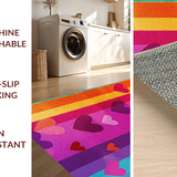 Ultra Soft Area Rug, Non Slip, Stain Resistant, Washable Area Rugs for Living Room, Bedroom, Charming Playful Rainbow Typography(Orange)