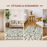 Ultra Soft Area Rug, Non Slip, Stain Resistant, Washable Area Rugs for Living Room, Bedroom, Artistic Vintage Geometric Fusion(White)