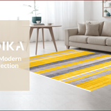 Ultra Soft Area Rug, Non Slip, Stain Resistant, Washable Area Rugs for Living Room, Bedroom, Chic Striped Yellow-Grey Aesthetic(Yellow)