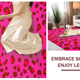 Ultra Soft Area Rug, Non Slip, Stain Resistant, Washable Area Rugs for Living Room, Bedroom, Fun Cheerful Cheetah Tailored Decor(Pink)