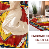 Ultra Soft Area Rug, Non Slip, Stain Resistant, Washable Area Rugs for Living Room, Bedroom, Tribal Multi-Color Living Room Wool Carpet(White)