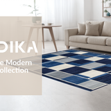 Ultra Soft Area Rug, Non Slip, Stain Resistant, Washable Area Rugs for Living Room, Bedroom, Chic Blue Geometric Design(Blue)