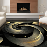 Ultra Soft Area Rug, Non Slip, Stain Resistant, Washable Area Rugs for Living Room, Bedroom, Dynamic Abstract Visual Rhythm(Gold)