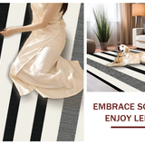 Ultra Soft Area Rug, Non Slip, Stain Resistant, Washable Area Rugs for Living Room, Bedroom, Handcrafted Classic Dual-Tone Woven Rug With Contemporary Linear Design(Black)