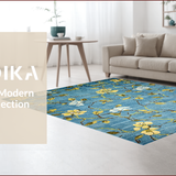 Ultra Soft Area Rug, Non Slip, Stain Resistant, Washable Area Rugs for Living Room, Bedroom, Elegant Yellow Trellis Pattern(Blue)