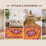 Ultra Soft Area Rug, Non Slip, Stain Resistant, Washable Area Rugs for Living Room, Bedroom, Whimsical Soft Tones Collection(Orange)