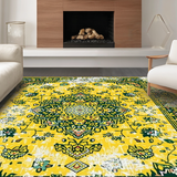 Ultra Soft Area Rug, Non Slip, Stain Resistant, Washable Area Rugs for Living Room, Bedroom, Eclectic Vibrant Leafy Motif(Yellow)