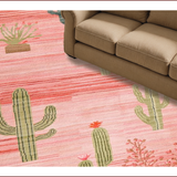 Ultra Soft Area Rug, Non Slip, Stain Resistant, Washable Area Rugs for Living Room, Bedroom, Rustic Cactus Boot Aesthetic(Pink)