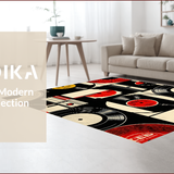 Ultra Soft Area Rug, Non Slip, Stain Resistant, Washable Area Rugs for Living Room, Bedroom, Farmhouse Record Outdoor Mat with Nostalgic Design(Red)