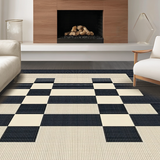Ultra Soft Area Rug, Non Slip, Stain Resistant, Washable Area Rugs for Living Room, Bedroom, Rustic Monochrome Checkerboard Style(Beige)