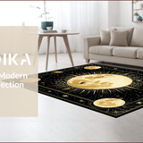 Ultra Soft Area Rug, Non Slip, Stain Resistant, Washable Area Rugs for Living Room, Bedroom, Starry Night Zodiac Patterned Elegance(Gold)