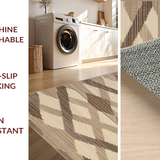 Ultra Soft Area Rug, Non Slip, Stain Resistant, Washable Area Rugs for Living Room, Bedroom, Stylish Jute Diamond Motif(Beige)