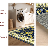 Ultra Soft Area Rug, Non Slip, Stain Resistant, Washable Area Rugs for Living Room, Bedroom, Rustic Tiled Patterned Delight(Blue)