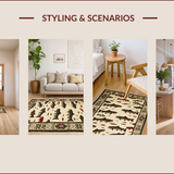 Ultra Soft Area Rug, Non Slip, Stain Resistant, Washable Area Rugs for Living Room, Bedroom, Charming Hand-Printed Trout Design(Beige)