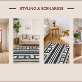 Ultra Soft Area Rug, Non Slip, Stain Resistant, Washable Area Rugs for Living Room, Bedroom, Vibrant Abstract Patterned Appeal(Black)
