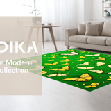 Ultra Soft Area Rug, Non Slip, Stain Resistant, Washable Area Rugs for Living Room, Bedroom, Contemporary Leafy Insect Illustrations(Green)
