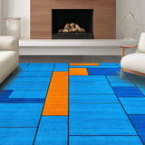Ultra Soft Area Rug, Non Slip, Stain Resistant, Washable Area Rugs for Living Room, Bedroom, Contemporary Floral Elegance(Blue)