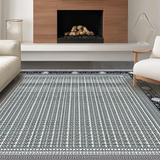 Ultra Soft Area Rug, Non Slip, Stain Resistant, Washable Area Rugs for Living Room, Bedroom, Contemporary Trellis in Earth Tones(Gray)