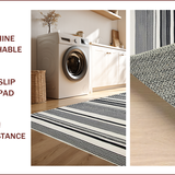 Ultra Soft Area Rug, Non Slip, Stain Resistant, Washable Area Rugs for Living Room, Bedroom, Chic Neutral Toned Linear Arrangement(Black)