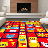 Ultra Soft Area Rug, Non Slip, Stain Resistant, Washable Area Rugs for Living Room, Bedroom, Dynamic Rainbow Animal Illustrations(Red)