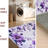 Ultra Soft Area Rug, Non Slip, Stain Resistant, Washable Area Rugs for Living Room, Bedroom, Feminine Round Floral Charm(Purple)