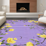 Ultra Soft Area Rug, Non Slip, Stain Resistant, Washable Area Rugs for Living Room, Bedroom, Charming Lavender Floral Aesthetic(Purple)