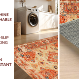 Ultra Soft Area Rug, Non Slip, Stain Resistant, Washable Area Rugs for Living Room, Bedroom, Luxurious Earth Tone Trellis Design(Orange)