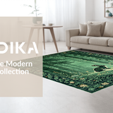 Ultra Soft Area Rug, Non Slip, Stain Resistant, Washable Area Rugs for Living Room, Bedroom, Rustic Forest Animal Motif(Green)
